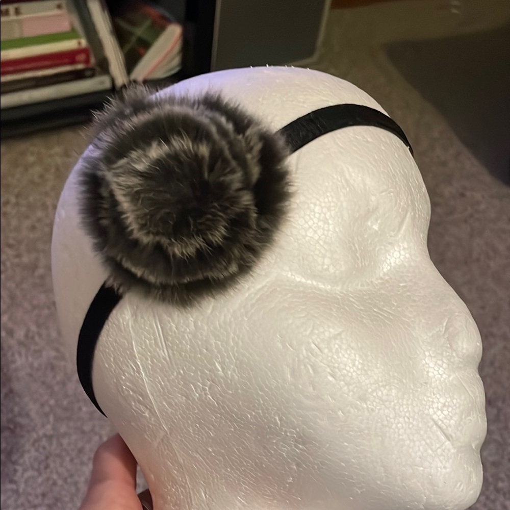 Real Fur flower elastic Headband